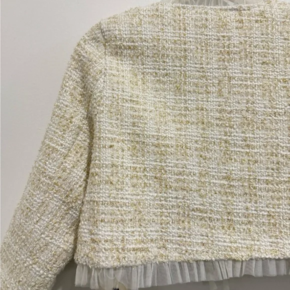 Cream Tweed Jacket with Ruffle Details - Picture 10 of 12